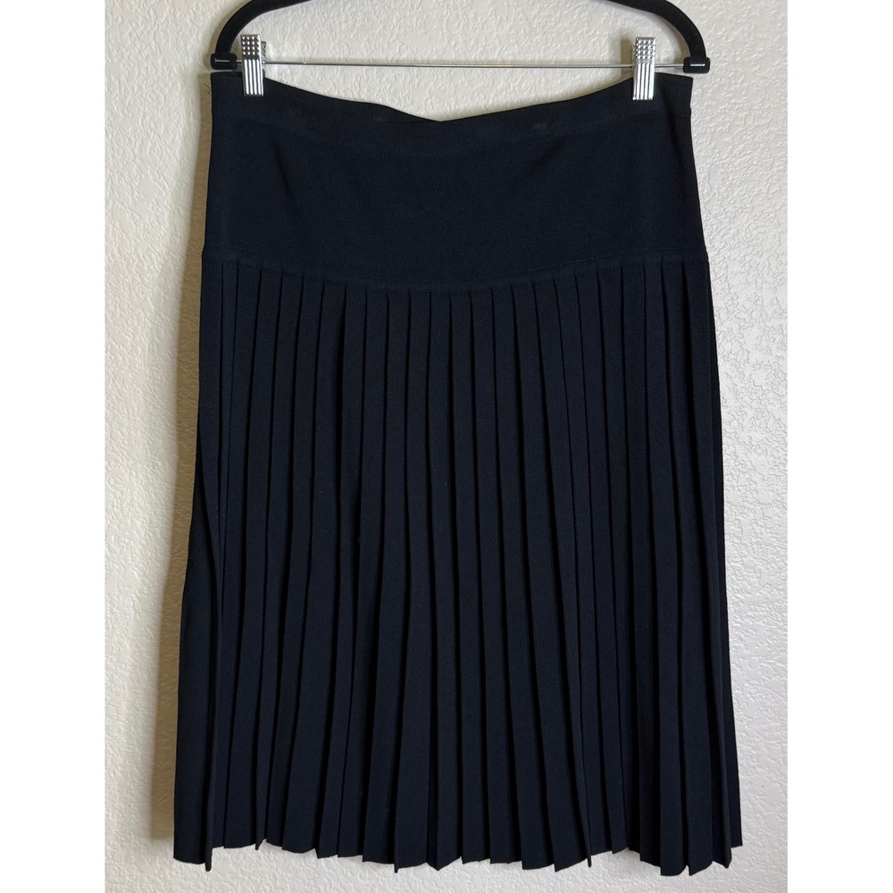 Jones New York Women Large Pleated Knit Skirt Black Accordion Midi Career Preppy